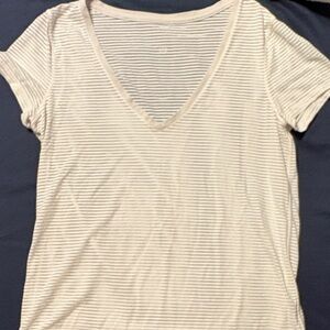 Lululemon Striped V-Neck Cream Top